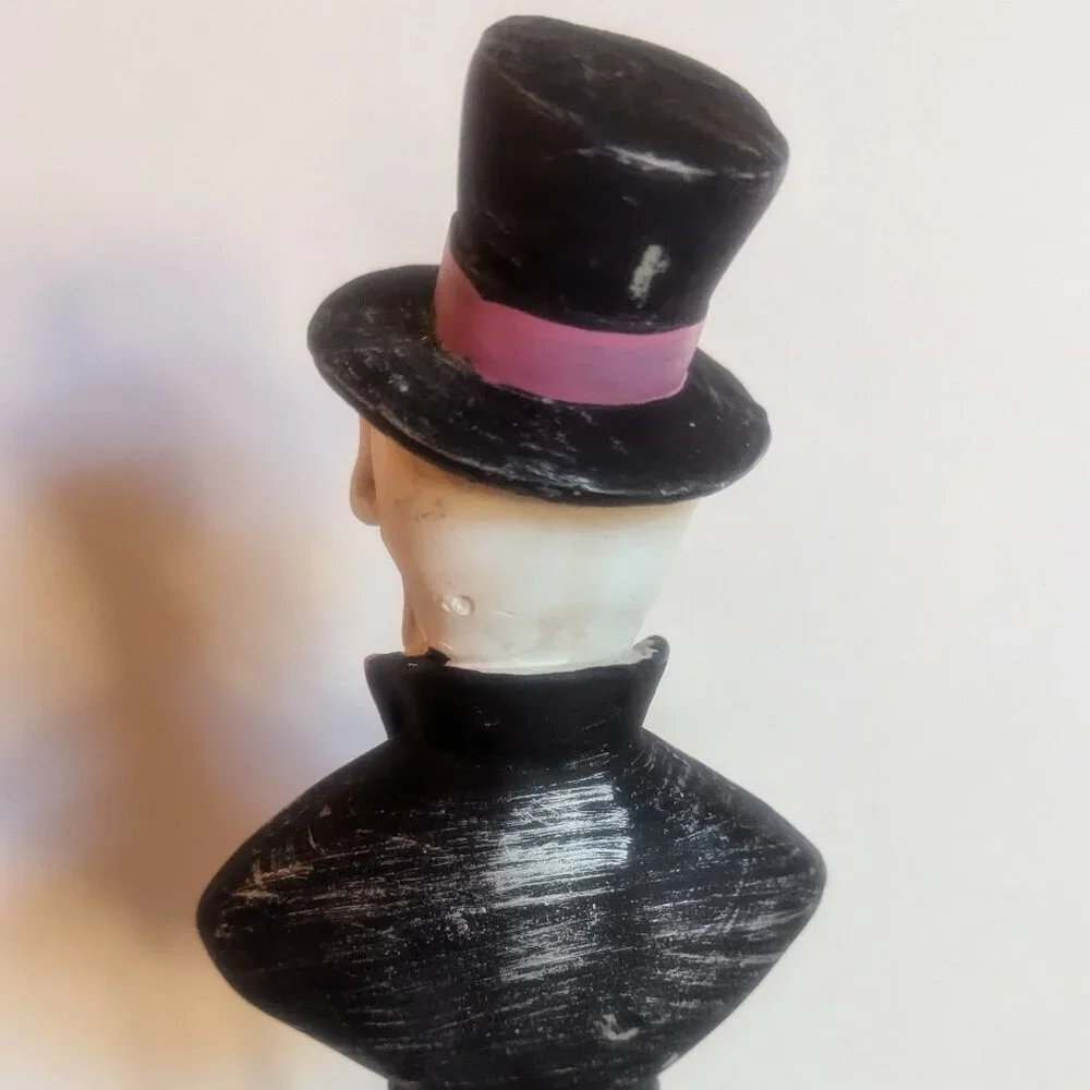 NWT Spooky Skull Top Hat Gentleman Bust on Stand Goth Valloween Steampunk Decor